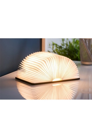 Candeeiro pequeno em forma de livro em madeira de ácer Smart Natural e branco