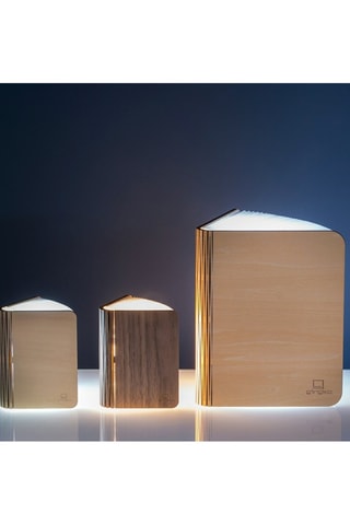 Candeeiro pequeno em forma de livro em madeira de ácer Smart Natural e branco