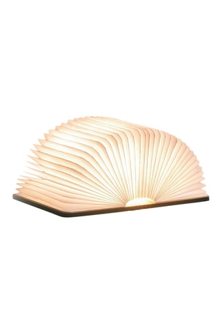 Candeeiro pequeno em forma de livro em nogueira Smart Natural e branco