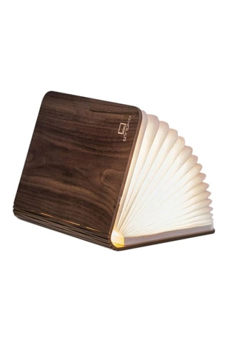 Candeeiro pequeno em forma de livro em nogueira Smart Natural e branco