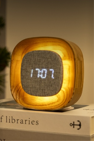 Despertador LED design Lumos Square - 12,5 x 12,5 x 4,2 cm - Natural