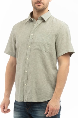 Camisa em linho - Verde-azeitona