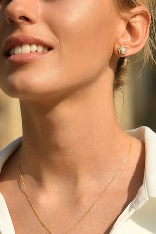 ##Puces Mitsa - Or jaune, diamants et perles de culture