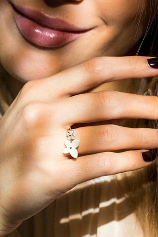 ##Bague Nasia - Or jaune, céramique et diamants