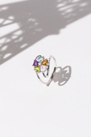 ##Bague Color Explosion - Or blanc, améthyste, topaze, citrine, tourmaline, péridot et diamant
