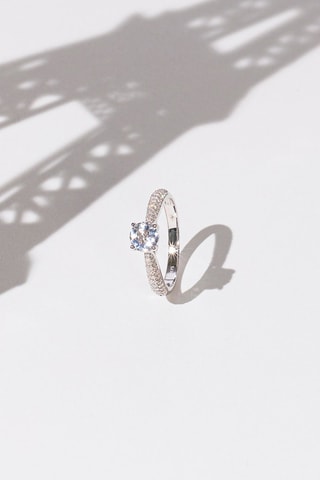 ##Bague Tawo Or blanc, diamants et topaze