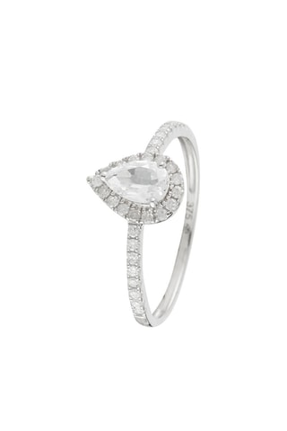 ##Bague Pescara Or blanc, diamants et topaze