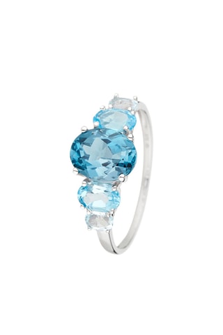 ##Bague Blue Hill - Or blanc et topazes