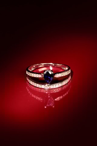 ##Bague Eugénie - Or blanc, saphir et diamants