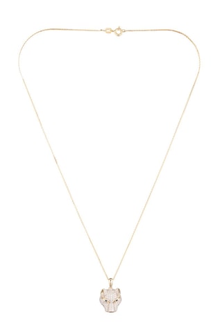 ##Pendentif Panthère  Or jaune, diamants et saphirs