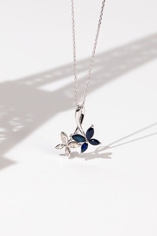 ##Pendentif Héméra - Or blanc, diamants et saphirs