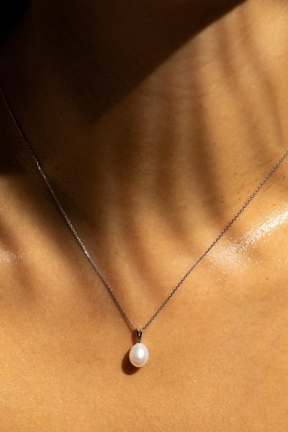 ##Pendentif Luliwa - Or blanc, diamants et perle de culture