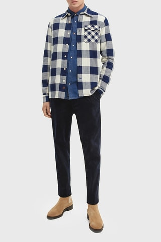 Chemise regular - Bleu marine et blanc