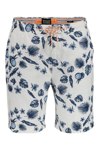 Short de bain en coton biologique et lin - Ecru