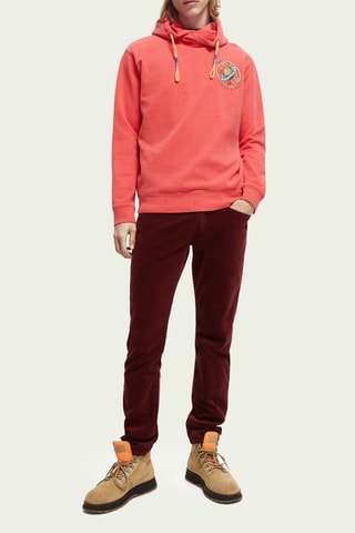 Pantalon regular slim en coton biologique et velours - Bordeaux