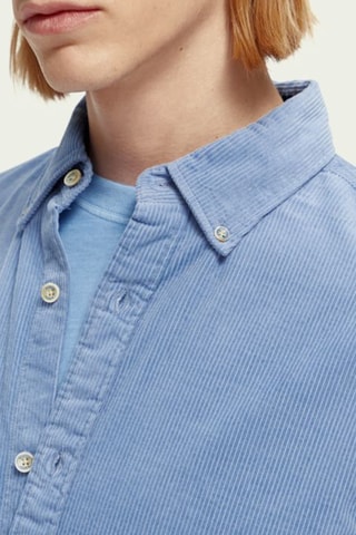 Chemise regular en velours - Ciel