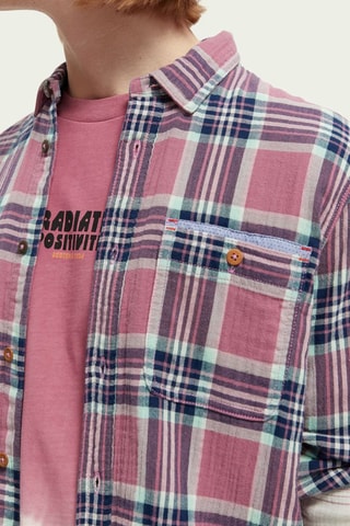 Chemise regular - Rose et bleu marine