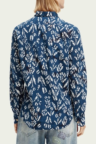 Chemise slim en coton biologique - Bleu marine et blanc