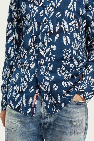 Chemise slim en coton biologique - Bleu marine et blanc