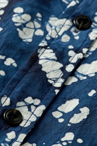 Chemise slim en coton biologique - Bleu marine et blanc