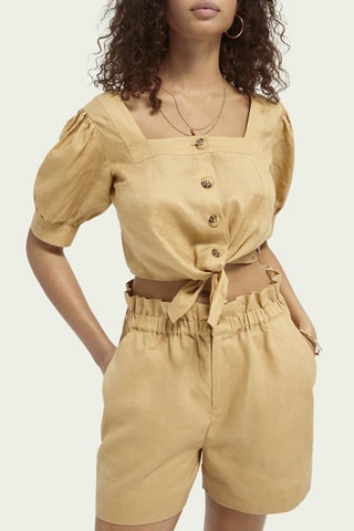 Crop top en lin - Marron clair