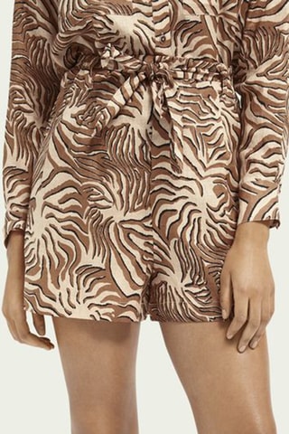 Short en lin - Marron et écru