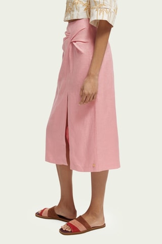 Jupe patineuse en lin - Rose