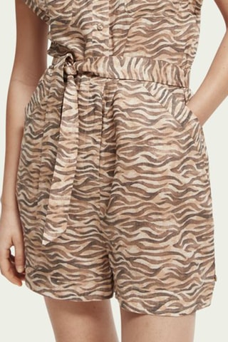 Combishort en lin - Marron et beige