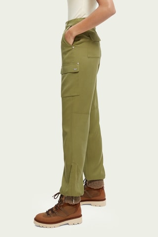 Pantalon cargo straight taille haute - Vert olive