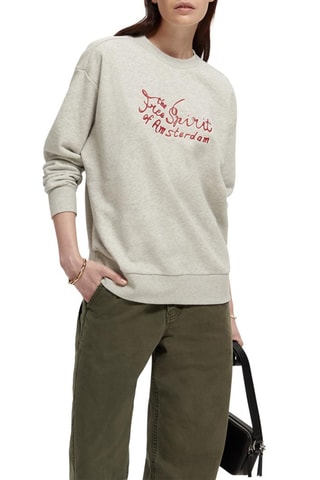 Sweat en coton biologique - Gris clair chiné