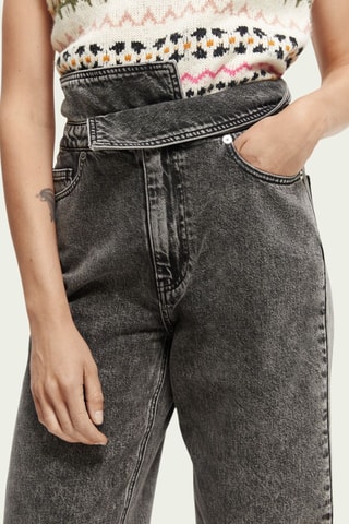 Jean balloon taille haute - Gris foncé