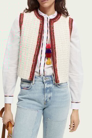 Gilet sans manches en laine - Blanc chiné