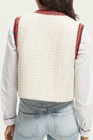 Gilet sans manches en laine - Blanc chiné