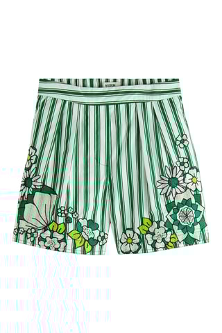 Short en coton biologique - Vert et écru