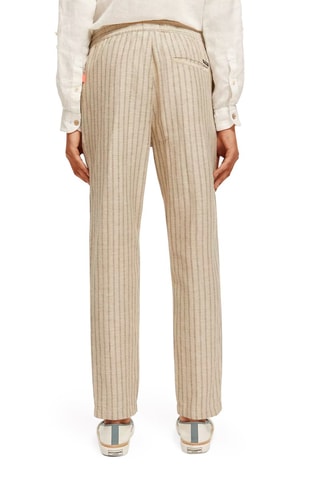 Pantalon casual en coton biologique et lin - Beige