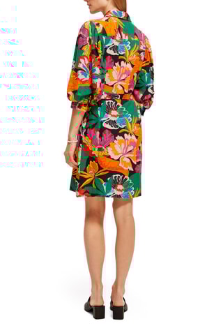 Robe chemise en lin Orange et noir