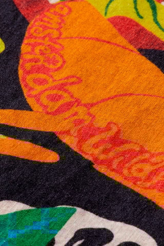 Robe chemise en lin Orange et noir