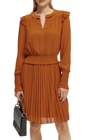 Robe plissée - Marron