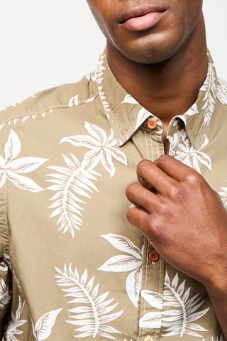 Chemise en coton biologique - Beige et blanc