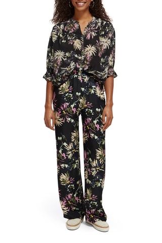 Blouse fleurie - Noir et rose