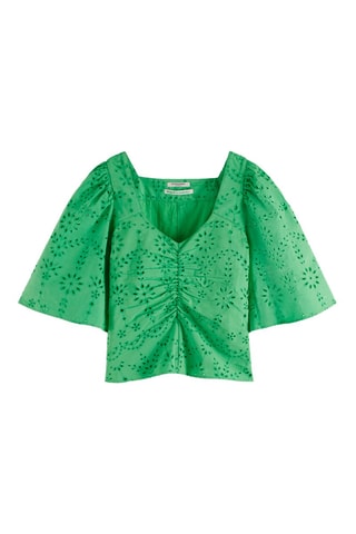 Blouse en coton biologique et broderie anglaise - Vert