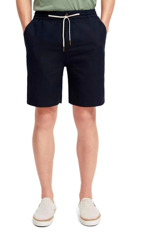 Bermuda en coton biologique et lin - Bleu marine