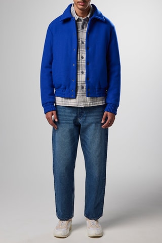 Scheerwollen Kasjmier Jasje Loose Dean - Kobaltblauw