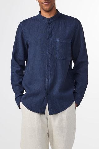 Linnen Overhemd Relaxed Fit Eddie - Marineblauw