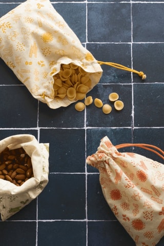 3 sacs à vrac en coton biologique - Blanc