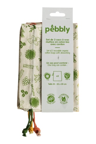 3 sacs à vrac en coton biologique - Blanc
