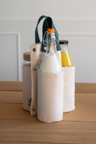 Sac à bouteilles en coton biologique - Blanc