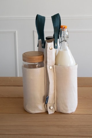 Sac à bouteilles en coton biologique - Blanc