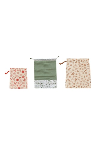 3 sacs en coton biologique - Beige et blanc
