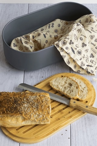 Service à pain en bambou et coton biologique - 4 pièces